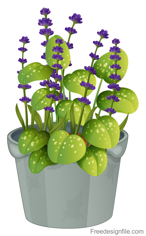 Blue with purple flower illustration vector