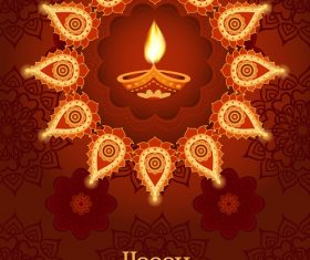 Brown diwali poster template vectors 01
