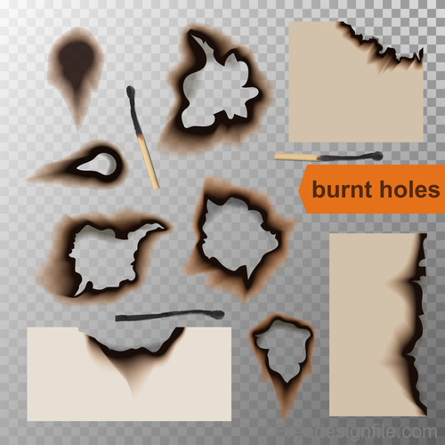 Burnt holes effect illustration vector 08