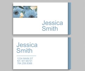 Business card template with blue flower vectors 03