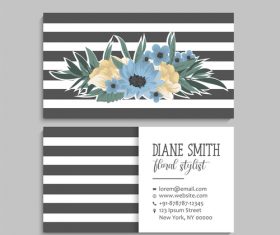 Business card template with blue flower vectors 08