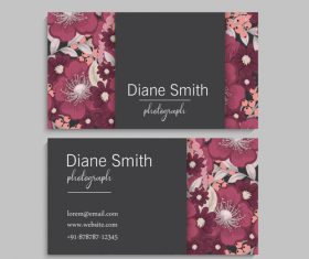 Business card with flower design vector 01