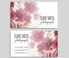 Business card with flower design vector 02