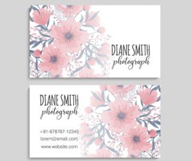 Business card with flower design vector 03