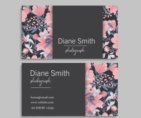 Business card with flower design vector 04