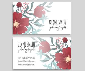 Business card with flower design vector 05