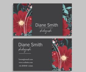 Business card with flower design vector 06