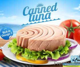 Canned tuna poster vector design 02