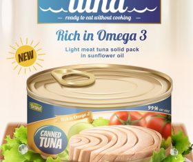 Canned tuna poster vector design 04