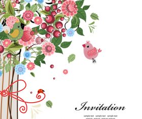 Cartoon floral invitation card vector