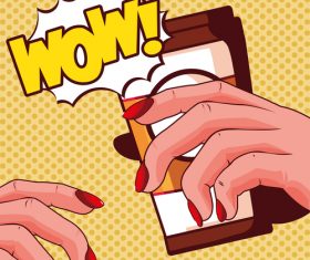 Cartoon hand with drink illustration vector