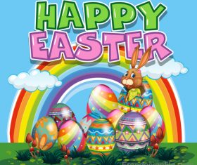 Cartoon rabbit with easter card vectors design 01