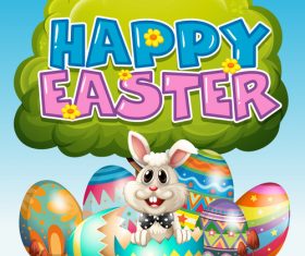Cartoon rabbit with easter card vectors design 04