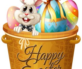 Cartoon rabbit with easter card vectors design 05
