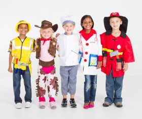 Children of different costumes and skin colors Stock Photo