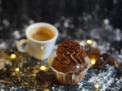 Chocolate cake coffee Stock Photo