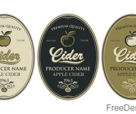 Cider labels with sticker vector design