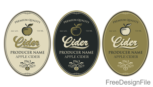 Cider labels with sticker vector design