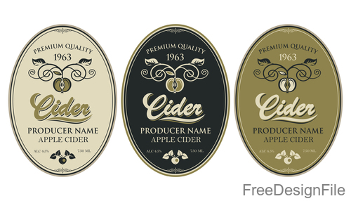 Cider labels with sticker vector design 02