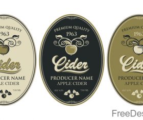 Cider labels with sticker vector design 03