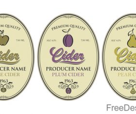 Cider labels with sticker vector design 04