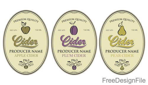 Cider labels with sticker vector design 04