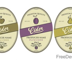 Cider labels with sticker vector design 05
