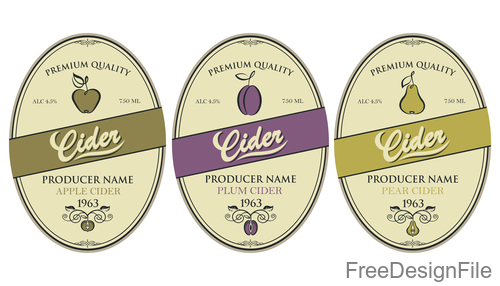 Cider labels with sticker vector design 05
