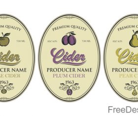Cider labels with sticker vector design 06