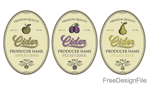 Cider labels with sticker vector design 06