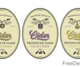 Cider labels with sticker vector design 07