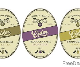 Cider labels with sticker vector design 08