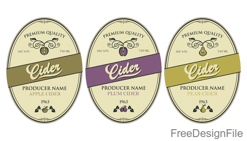 Cider labels with sticker vector design 08