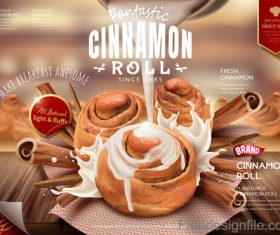 Cinnamon roll advertising poster vectors 01