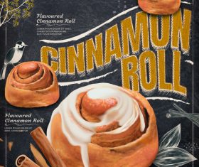 Cinnamon roll menu template vector