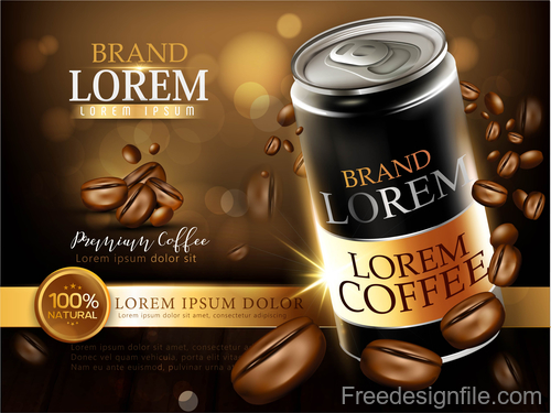 Coffee advertisement poster template vector