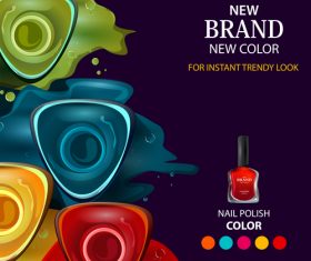Color nail polish advertisement poster template vector 01
