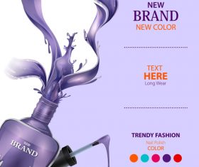 Color nail polish advertisement poster template vector 02