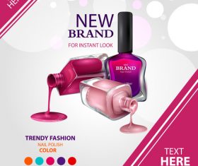 Color nail polish advertisement poster template vector 04