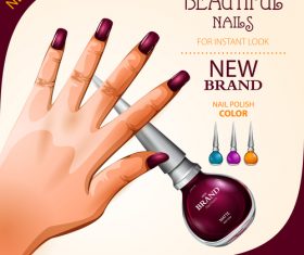 Color nail polish advertisement poster template vector 07