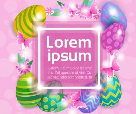 Colored egg illustration with pink easter card vector 01