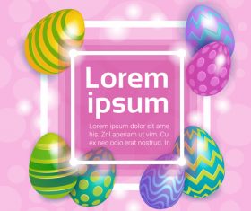 Colored egg illustration with pink easter card vector 02