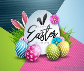 Colored egg with easter card design vectors