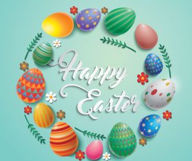 Colored eggs with easter frame vector