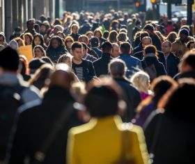 Crowded pedestrians on the street Stock Photo