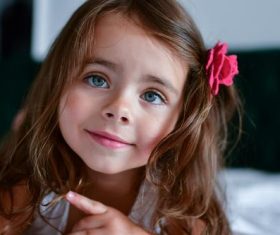 Cute big eyes little girl Stock Photo 01
