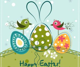Cute card with easter card hand drawn vector 01