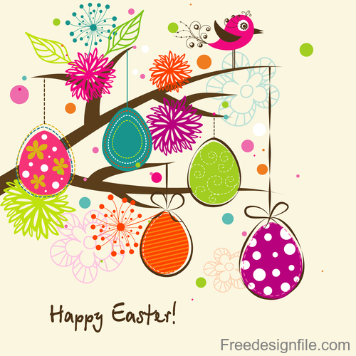 Cute card with easter card hand drawn vector 02