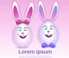 Cute easter egg rabbit design vector 01