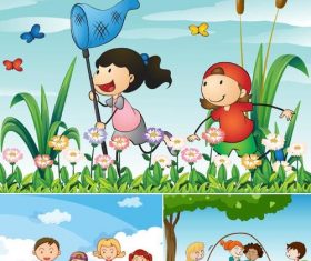 Cute kid play design vector 02